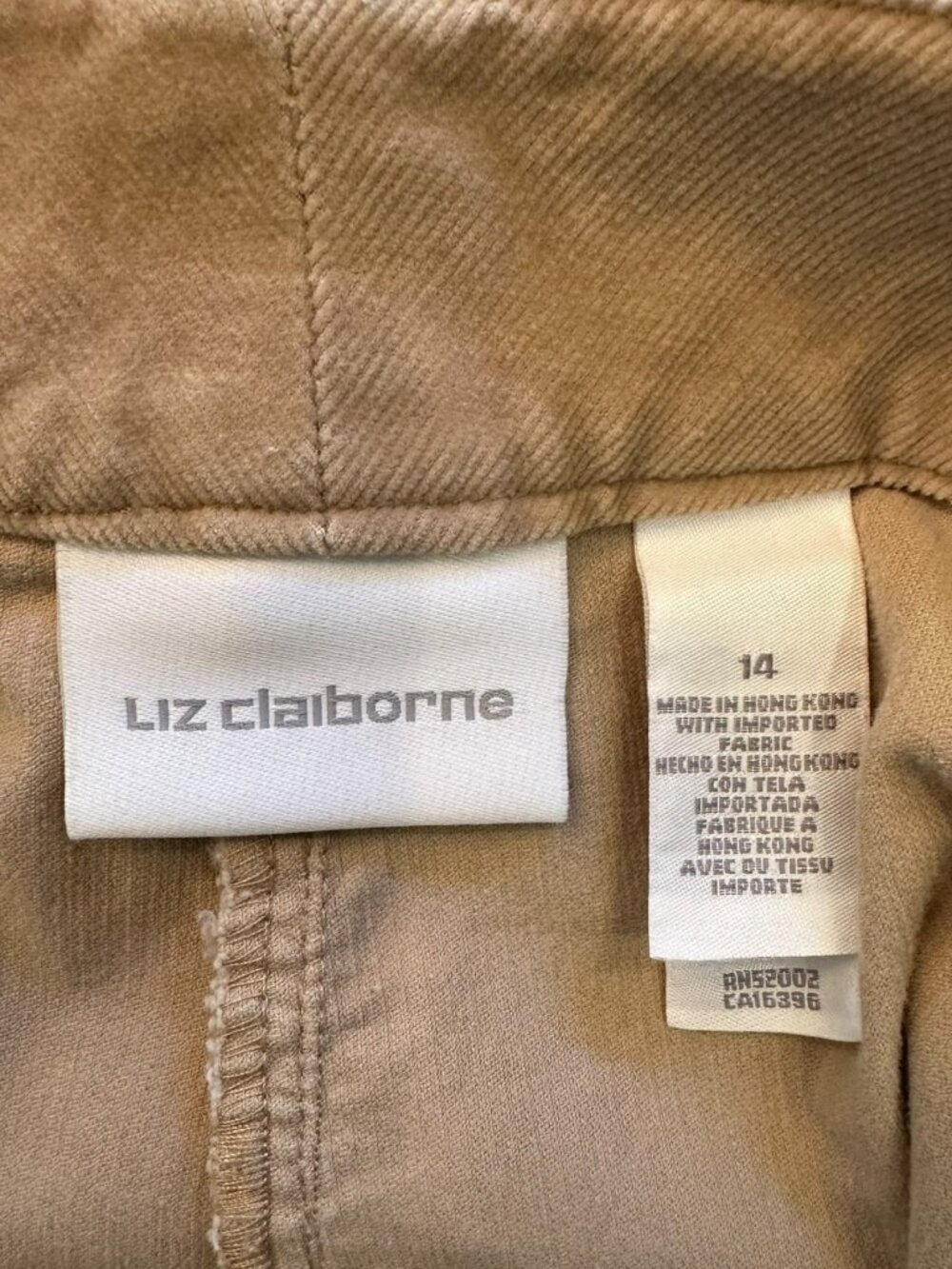 Vintage Liz Claiborne Tan Corduroy Maxi Skirt Cargo Utility Cotton Modest 14 - Picture 5 of 6